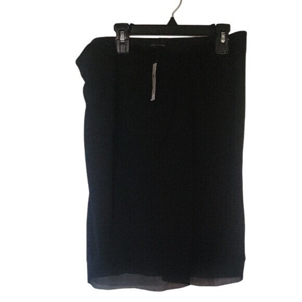 ANN KLEIN Black Pencil Skirt Knee-length Asymmetrical Elastic Waist Ruched Front